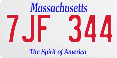 MA license plate 7JF344