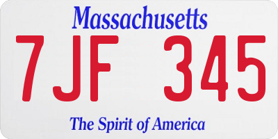 MA license plate 7JF345