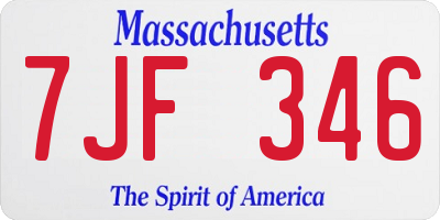 MA license plate 7JF346