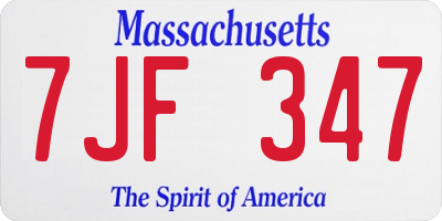 MA license plate 7JF347