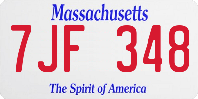 MA license plate 7JF348