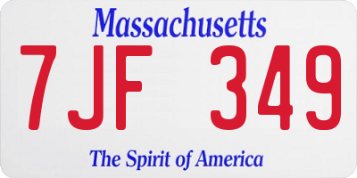MA license plate 7JF349