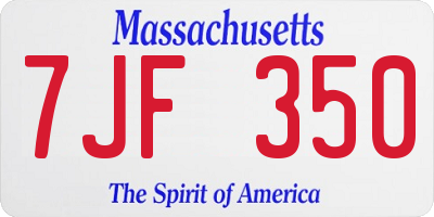 MA license plate 7JF350