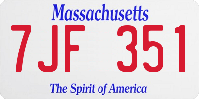 MA license plate 7JF351
