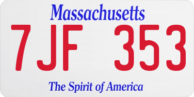 MA license plate 7JF353