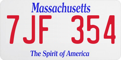 MA license plate 7JF354