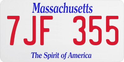 MA license plate 7JF355