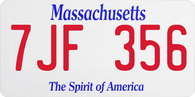 MA license plate 7JF356