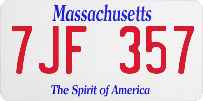 MA license plate 7JF357