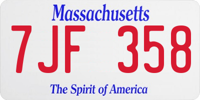 MA license plate 7JF358