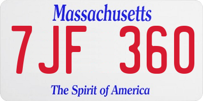 MA license plate 7JF360