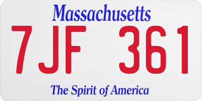 MA license plate 7JF361