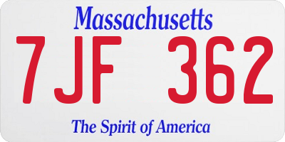 MA license plate 7JF362