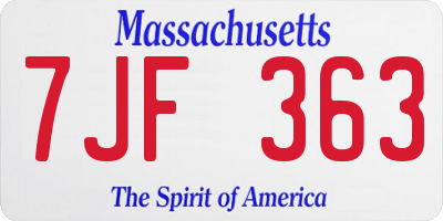 MA license plate 7JF363