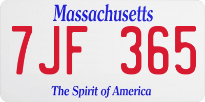 MA license plate 7JF365