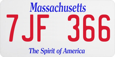 MA license plate 7JF366