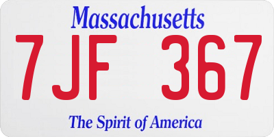 MA license plate 7JF367