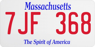MA license plate 7JF368