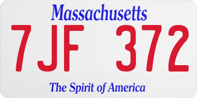 MA license plate 7JF372