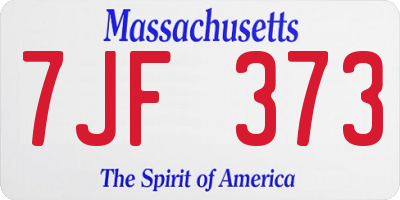 MA license plate 7JF373