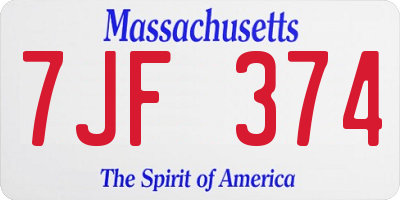 MA license plate 7JF374