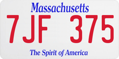 MA license plate 7JF375