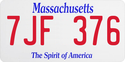 MA license plate 7JF376