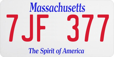 MA license plate 7JF377