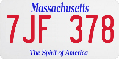 MA license plate 7JF378
