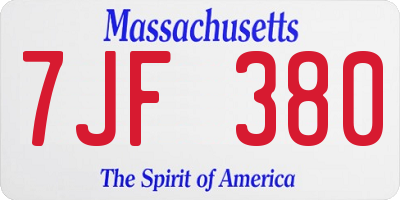 MA license plate 7JF380