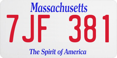 MA license plate 7JF381