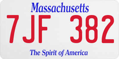 MA license plate 7JF382