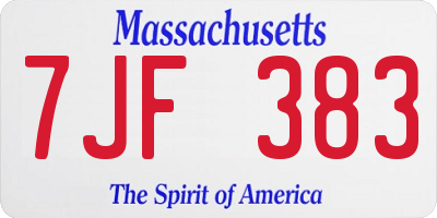 MA license plate 7JF383