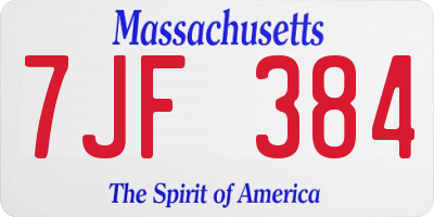 MA license plate 7JF384