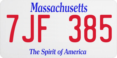 MA license plate 7JF385