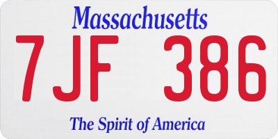 MA license plate 7JF386