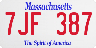MA license plate 7JF387