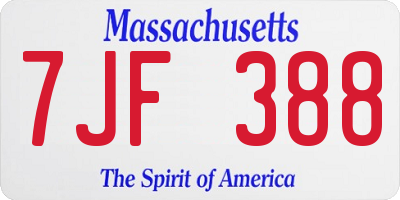 MA license plate 7JF388