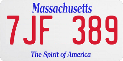 MA license plate 7JF389