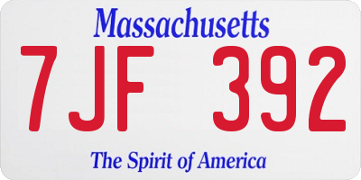 MA license plate 7JF392