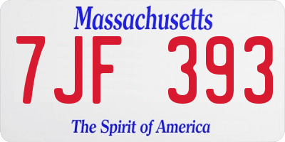 MA license plate 7JF393