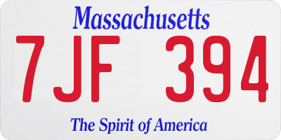 MA license plate 7JF394