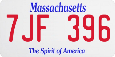 MA license plate 7JF396