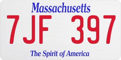 MA license plate 7JF397