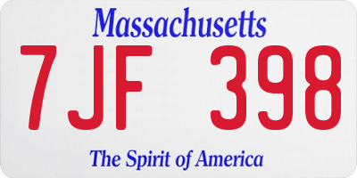 MA license plate 7JF398