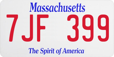 MA license plate 7JF399
