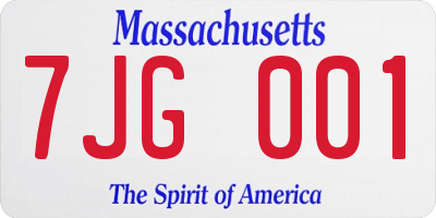 MA license plate 7JG001