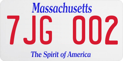 MA license plate 7JG002