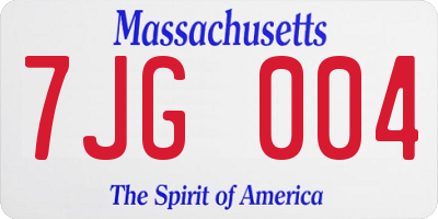 MA license plate 7JG004