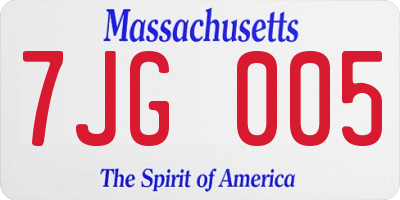 MA license plate 7JG005